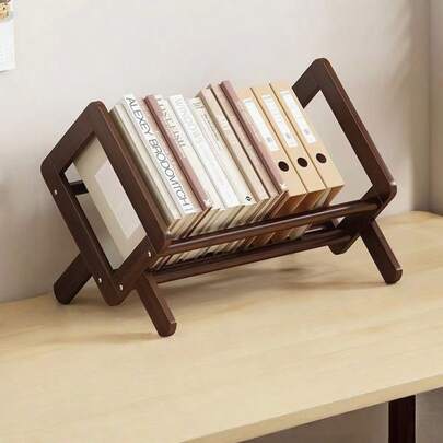 1 件装商务办公桌面文件架 | 木质小型书籍收纳架，学习文件整理架，独立支架，组装后高度小于 27 英寸