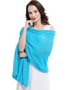 Soft Cashmere Blend Wrap Scarf For Travel, Extra Large 87"X28" - 群青 - 查看 1