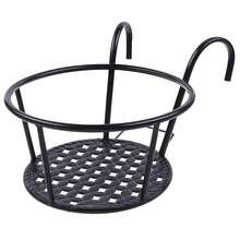 Soportes colgantes para macetas, contenedores suspendidos para macetas, cestas colgantes para macetas, soportes para macetas de balcón, soportes para macetas de barandilla de hierro forjado, soportes para macetas de parterre, adecuados para balcones, parterres y barandillas de jardín, robustos y duraderos. - Propósito general - Ver 7