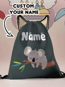1pc Customized Name Cartoon Dinosaur Pattern Drawstring Backpack, Can Be Customized According To Your Unique Design, Perfect For Children, Print Your Own Name Or Print Your Sister's And Classmates' Names As Gifts For Others - Multicolor - View 6