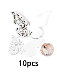 50张3D蝴蝶造型桌卡，酒杯造型桌卡，镂空蝴蝶婚礼座位卡，完美适用于婚礼、毕业典礼、生日、周年纪念日——也可作为墙贴增添氛围，圣诞装饰 - 彩色 - 查看 25