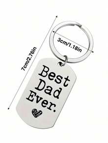 1pc Stainless Steel "Best Dad Ever" Keychain, Car Pendant Gift For Father's Day - Silver - View 5