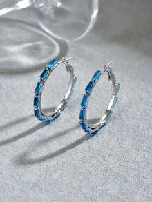 一对奢华夸张锆石耳环，时尚优雅百搭的珠宝，适合派对、宴会、婚礼和商务聚会等场合佩戴。 - 鋯石耳圈 - 查看 8