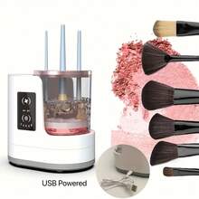 多功能二合一电动化妆刷清洁烘干机，自动旋转清洁化妆刷，集清洗和烘干于一体，是化妆清洁工具的完美礼物 - 白色 - 查看 9