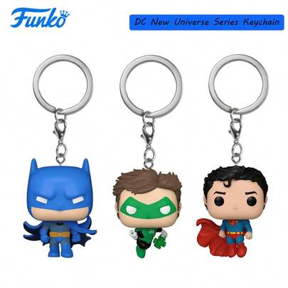  Móc khóa Funko: Vũ trụ DC mới - Batman, Green Lantern, Superman, nhiều màu - Mô hình vinyl phiên bản sưu tập, phụ kiện trang trí ba lô - Món quà tuyệt vời
