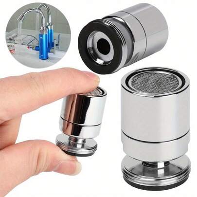 1pc 360 Degree Rotating Brass Faucet Aerator - Metal Surface, Water-Saving Design Suitable For Kitchen And Bathroom Faucets, Easy Installation, Fits Standard 22mm And 24mm Internal And External Threads, Durable Polished Surface