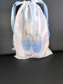 Dance Shoe Storage Bag, Satin Drawstring Pouch, Dust-Proof Ballet Toe Shoes Bag - Baby Blue - View 2