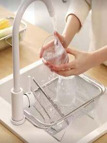 1pc/Square Stainless Steel Sink Strainer Basket, Kitchen Colander For Drying Dishes & Rinsing Produce - A - View 6