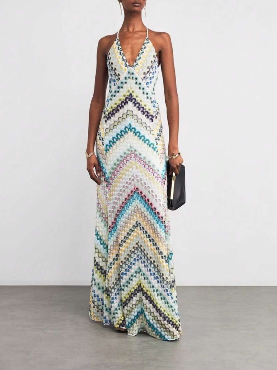 New Spring/Summer Printed Bodycon Dress - Slim-Fit Women's Party Dress - Green - View 1