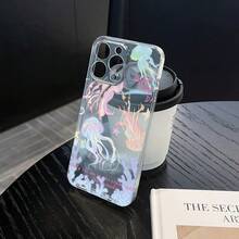 1 pieza Funda de teléfono suave de TPU con estampado colorido de medusa, compatible con series 17 16 15 14 13 12 11 Plus Pro Max, funda protectora con estilo personalizado INS, protección de Body completo minimalista y diseño lindo - Multicolor - Ver 2
