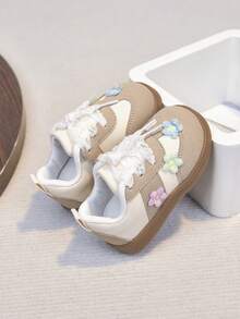 婴儿鞋 经典复古女童3D花朵软底休闲幼儿鞋 - 米色 - 查看 2