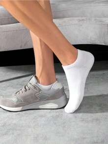 1/5/10双装男士运动袜，白色短袜，吸湿透气，适合网球、羽毛球、跑步、篮球等运动 - 彩色 - 查看 2