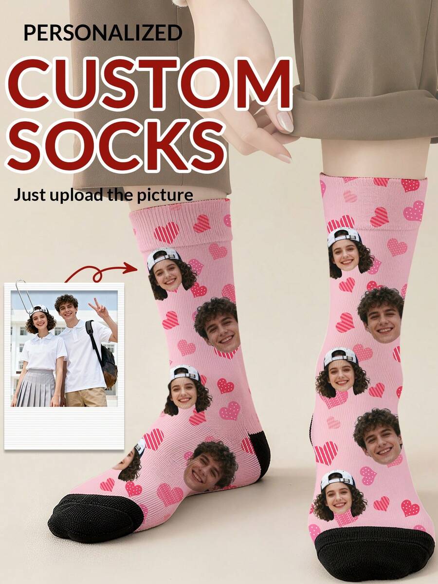 1 Pasang Kaos Kaki Setengah Betis Kustom dengan Cetakan Wajah Apa Saja, Kaos Kaki Foto Personalisasi, Kaos Kaki Setengah Betis dengan Pola Kustom Menarik, Cocok untuk Hari Valentine, Ulang Tahun, Hadiah, Personalisasi, Menyenangkan, Berwarna-warni, Desain Kartun Kreatif, Hadiah Liburan, Nyaman dan Bernapas, Meningkatkan Suasana Rumah, Modis, Cocok untuk Pria dan Wanita, Menyenangkan, Unik, Kartun, Kaos Kaki Aneka Warna - MultiWarna - View 1