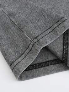 Camiseta gráfica lavada extragrande para hombre con la cruz de Jesús y la corona de espinas, estilo vintage urbano. - Gris - Ver 6