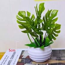 1 chậu cây giả hình lá rùa, lá rùa giả 15cm trong chậu trắng, thích hợp để trang trí bàn làm việc, nhà cửa, văn phòng, lối vào, làm nổi bật không gian sống. - màu xanh lá - Xem 7