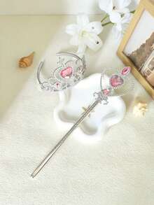 2件套女孩皇冠头饰魔法棒仙女棒节日派对表演服装套装 - 彩色 - 查看 8