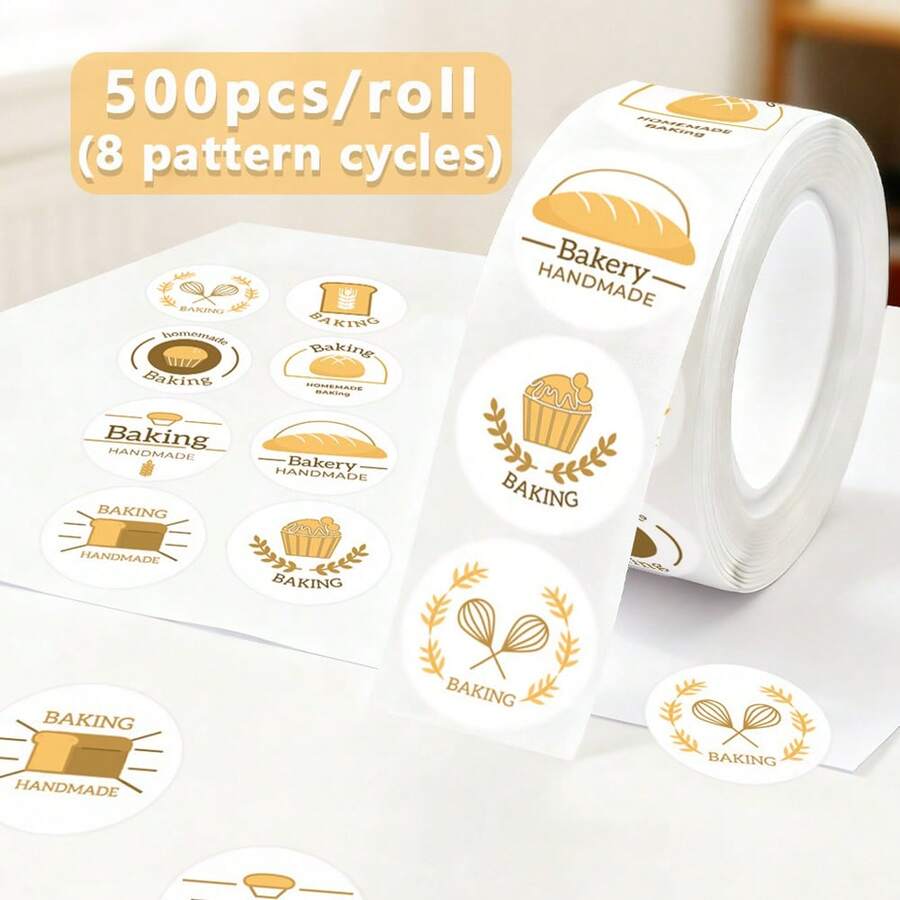 500 pièces/rouleau Autocollants de scellage de cuisson jaunes, autocollants d'étiquette faits main roses pour le pain, autocollants de scellage de baguette convenant pour l'emballage de cadeaux de mariage, de fête et d'anniversaire, autocollants de scellage de cuisson, étiquettes d'emballage de desserts, autocollants de cadeaux gratuits, autocollants décoratifs de scellage d'emballage de cadeaux, autocollants décoratifs ronds, décorations de remise des diplômes, cadeaux de demoiselle d'honneur, autocollants de mariage - reconnaissant - Voir 1