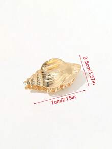 1件装时尚夏季沙滩贝壳纹理条纹发夹，女士优雅假日发饰，海洋元素发爪，沙滩装饰，美发夹，秋冬假日装扮女士头巾冬季发饰优雅发爪夹假日必备 - 金色 - 查看 6