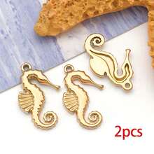 2pcs Gold Summer Ocean Charm Sea Theme Marine Life Charms Starfish Shell Charm Pendant For DIY Christmas Earring Bracelet Jewelry Making Supplies Crafts - Gold - View 24