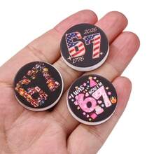 5 hạt silicon in hình màu đen và hồng số 67, in hình cờ Mỹ/Ngày Độc lập/Sinh nhật "Tôi sáu tuổi, giờ tôi bảy tuổi", hạt tròn dẹt, tự làm vòng tay, vòng cổ, phụ kiện túi xách và đồ thủ công sáng tạo. - Nhiều màu - Xem 4