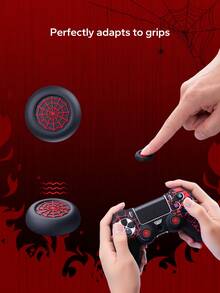 2026 New Red Spider Web 4 Controller Cover Set, Non-Slip Silicone Protective Case + Raised Joystick Caps, Supports Charging With Protective Case, Separate Case/Caps/Set Available, Anti-Slip, Anti-Sweat, Anti-Dust, Anti-Scratch, Enhances Grip, Improves Gaming Experience, Best Gift For 4 Players, Christmas/New Year 2026 Gift, Holiday Promotion/Christmas Special Edition, Children/Family Gift - Multicolor - View 9