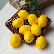 Fake Lemons Artificial Fruits With 25 Leaves Faux Yellow Lifelike Plastic Lemon Decorations Realistic Limes Fruit Decor For Home Kitchen Table Cabinet Holiday Party Photography Props - Multicolor - View 7