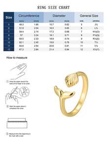 Charm-In Nhẫn đồng mạ vàng 18K, thiết kế hở điều chỉnh được, lấy cảm hứng từ đuôi nàng tiên cá và vỏ sò, kiểu dáng thanh mảnh dành cho nữ, trang sức thời trang. - Vàng - Xem 4