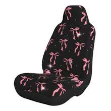 Black Background Pink Bow Design Print Universal Car Seat Cover - Black Background With Pink Bow - View 7