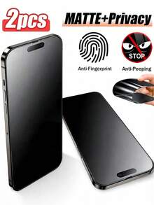 2PCS Matte Anti Peeping And Anti Spy Privacy Ceramic Soft Film Screen Protection Compatible With IPhone 16 15 14 Plus 13 Mini 12 11 Promax 6 6S 7 8 Full Coverage, Easy To Install, Shell Friendly, Scratch Resistant, Bubble Free, Ultra Clear Front Display Screen, Side Privacy Protection, Smooth And Smooth Touch, Scratch Resistant, Dust-Free, Waterproof, Fingerprint Resistant, And Scratch Resistant - Black - View 26