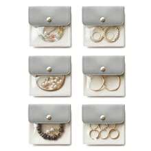 Popvibe - 6 bolsas de joyería transparentes pequeñas bolsas de joyería para viajes organizador de joyas portátil de viaje bolsa de almacenamiento para arete collar azul y gris - Azul y gris - Ver 8