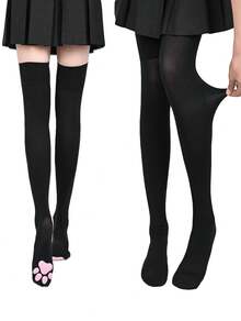 1/2 Pair Paw Thigh High Socks 3D Toe Bean Stockings Cosplay Socks Women Performance Party Wear - trắng - Xem 5