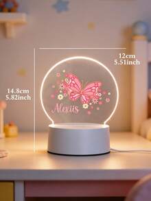 1 Peça Presente Personalizado de Acrílico com Padrão de Borboleta Rosa e Flor, Adequado para Meninos, Meninas ou Amigos. Efeito de Ilusão Óptica 3D, Luz Noturna LED, Luz Quente. É uma Luminária Decorativa de Mesa. Aplicável para Professores, Crianças, Casais, Amigos, Família, Animais de Estimação - Aniversário, Formatura, Moderno, Colorido, Fofo, Gala Urbana, Decoração de Moda, Formatura 2026 - Multicolorido - Visão 6