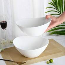 两件套66盎司大容量白色椭圆形沙拉碗，玻璃材质。多功能餐具套装，包含沙拉碗、汤碗、面条搅拌碗、蔬菜搅拌碗、燕麦粥碗和谷物碗。完美的圣诞礼物。 - 白色 - 查看 8