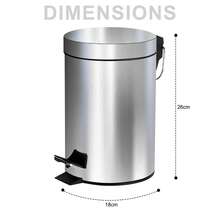 Crystals 3L Stainless Steel Pedal Bin With Removable Inner Bucket – Compact Kitchen & Bathroom Waste Bin - Pedal Bin - View 2