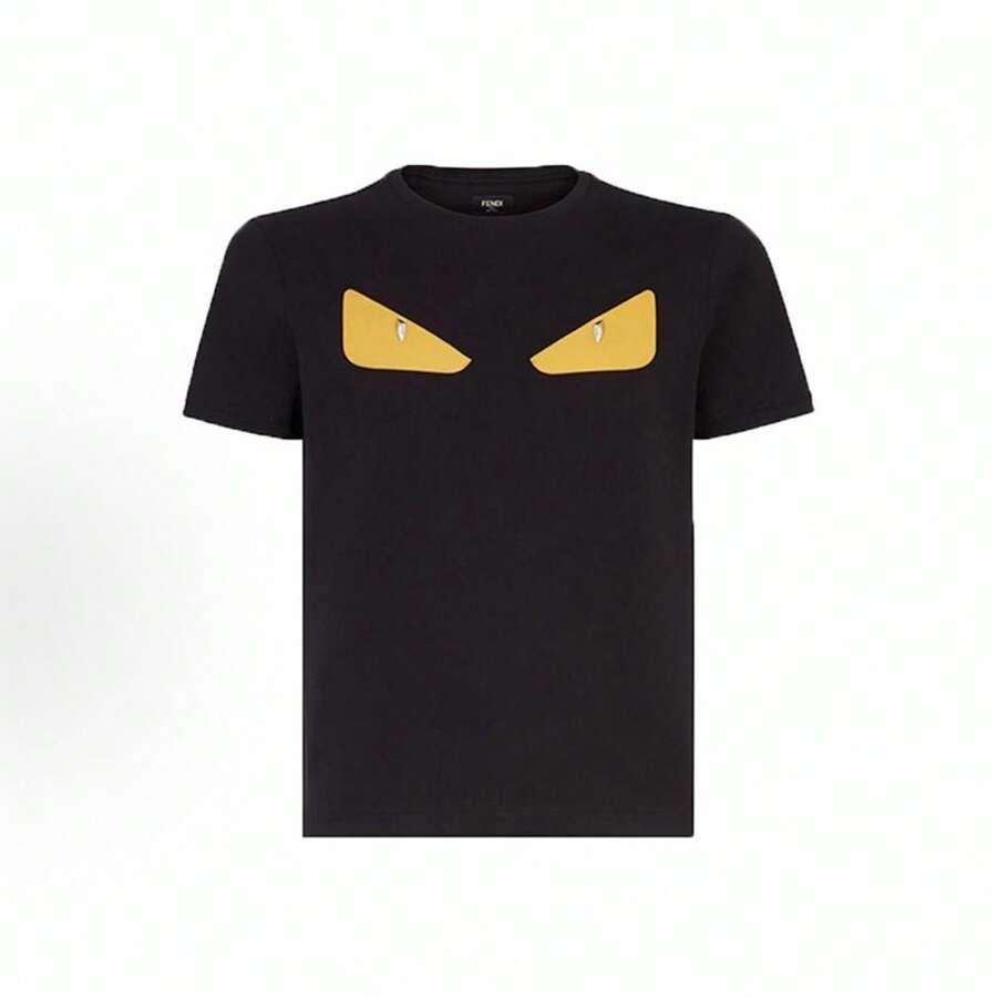 FENDI Monster Eyes Pattern Crew Neck Short Sleeve T-Shirt, Men's, Black - Black - View 1