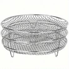1/3 piezas Juego de accesorios para freidora de aire - Rejilla apilable de acero inoxidable, deshidratador, bandeja para hornear en freidora de aire, rejilla para asar, cesta para freír vegetales y frutas - A - Ver 8