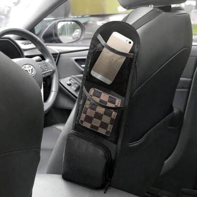 1pc Multi-Function Car Seat Side Storage Bag, Universal Drink Holder, Phone & Wallet Organizer Net Pouch, Car Interior Accessory