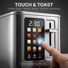 Digital Touchscreen Toaster 2 Slice, Premium Stainless Steel Breakfast Machine, 6 Bread Types Incl. Gluten-Free, Defrost/Reheat, Compact Home Appliance - 4-slice - View 1