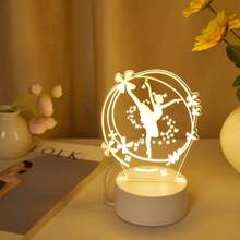 1 pieza Luz de noche creativa de ballet con luz cálida 3D, lámpara de decoración del hogar con bailarina de ballet elegante alimentada por USB, regalo ideal para amantes de la danza, cumpleaños y festividades - Amarillo - Ver 4