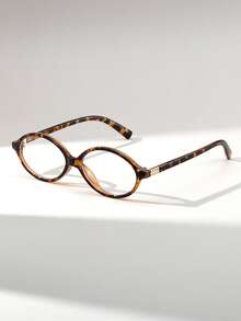 1 Pair Women's Oval Mottled Retro Metal Accessories Street Style Non-Prescription Glasses, Suitable For Daily Outfit Matching - Clear - View 12