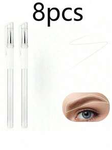 1/3/6/8/12pcs White Eyebrow Tattoo Pens, Skin Marker Pens, Permanent Makeup Tattoo Positioning Tools, Eyebrow Drawing Tools, Halloween Makeup, Tattoo, Christmas Gift, Makeup Tools, Women's Gift - White - View 8