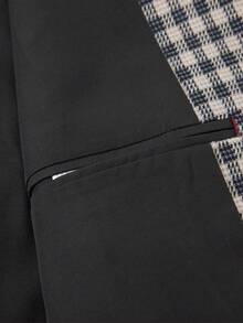 Tucano 男士格子单排扣西装，平驳领，单扣设计，修身剪裁，适合办公室、商务会议、休闲商务场合及日常通勤。 - 卡其色 - 查看 8