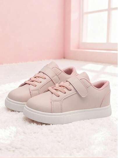 Kids' Solid Color Hook And Loop Casual Sneakers