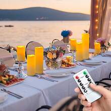 12支/4支防水LED电子蜡烛（不含电池），无焰蜡烛，仿真蜡烛，波浪按钮蜡烛+遥控器，室内/室外两用，带定时遥控器，家居装饰蜡烛，节日氛围，圣诞夜蜡烛灯，户外花园照明 - 套裝 - 查看 11