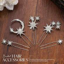 1 pezzo/Set da 5 pezzi Set di accessori per capelli multifunzionali e creativi - Fermagli per capelli geometrici minimalisti a forma di luna e stella, decorazioni per capelli da sposa, pettine, spazzola per capelli, pettine laterale, pettine per capelli, cerchietto, adatto per estate, vacanze, viaggi, festival, compleanni - Multicolore - Visualizzare 7