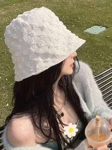 1pc Women's Cloud Bubble Texture Bucket Hat - Lightweight Breathable Sun Hat, Wide Brim Design To Flatter Face Shape, Loose Fit Comfortable Wear, Suitable To Pair With Vest And T-Shirt, Spring/Summer - Multicolor - View 8