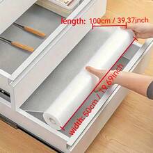 1 Roll Thick Transparent Polka Dot Pattern Anti-Fouling Anti-Slip Drawer Liner, Suitable For Kitchen Cabinet, Fridge, Easily Washable EVA Mat, Cuttable - White - View 16