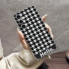 Black & White Houndstooth Transparent Shockproof Protective Phone Case, Suitable As Birthday Or Christmas Gift For Couples, Girlfriends, Daughters, Teenagers - Clear - View 5