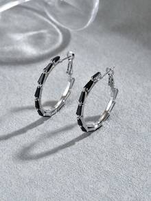 一对奢华夸张锆石耳环，时尚优雅百搭的珠宝，适合派对、宴会、婚礼和商务聚会等场合佩戴。 - 鋯石耳圈 - 查看 6