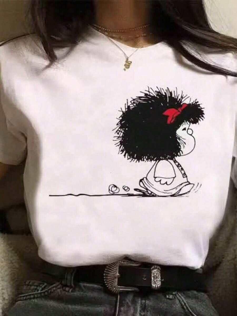 Camiseta divertida de algodón con estampado de Mafalda Haruku Ulzzang Kawa Rtoon para algodón antiarrugas de 2220g.jpg220 g Camiseta de algodón puro de 220 g para primavera-verano. Siente la temporada en su máxima expresión. Nuestra camiseta de algodón puro de está tejida para una transpirabilidad y suavidad excepcionales, lo que la convierte en tu compañera ideal desde las flores de primavera hasta el sol de verano. Diseñada para la comodidad durante todo el día, es más que un básico: es un regalo considerado y práctico para envolver a tus seres queridos en una comodidad inquebrantable. - Blanco - Ver 1
